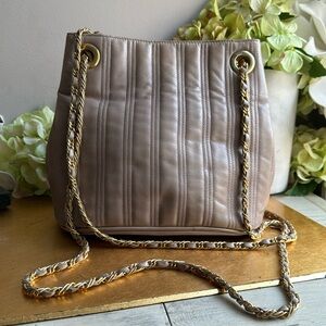 Vintage! Holt Renfrew Leather Chain Drawstring Convertible Bucket Bag